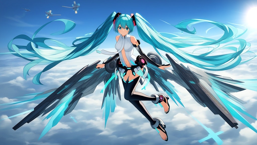 VOCALOID　初音ミク（アペンド）空を飛でいる