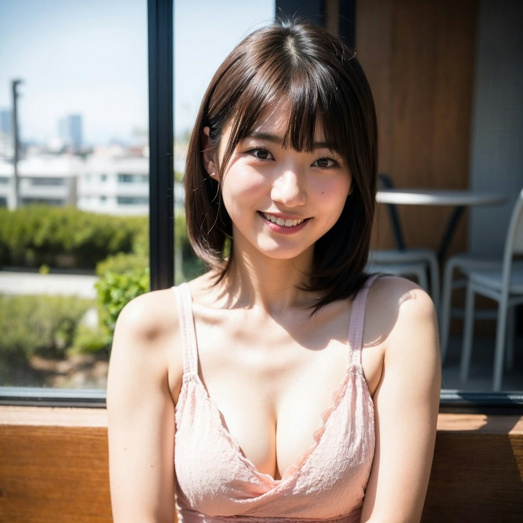 AIのかわいい子、25歳、カフェにて