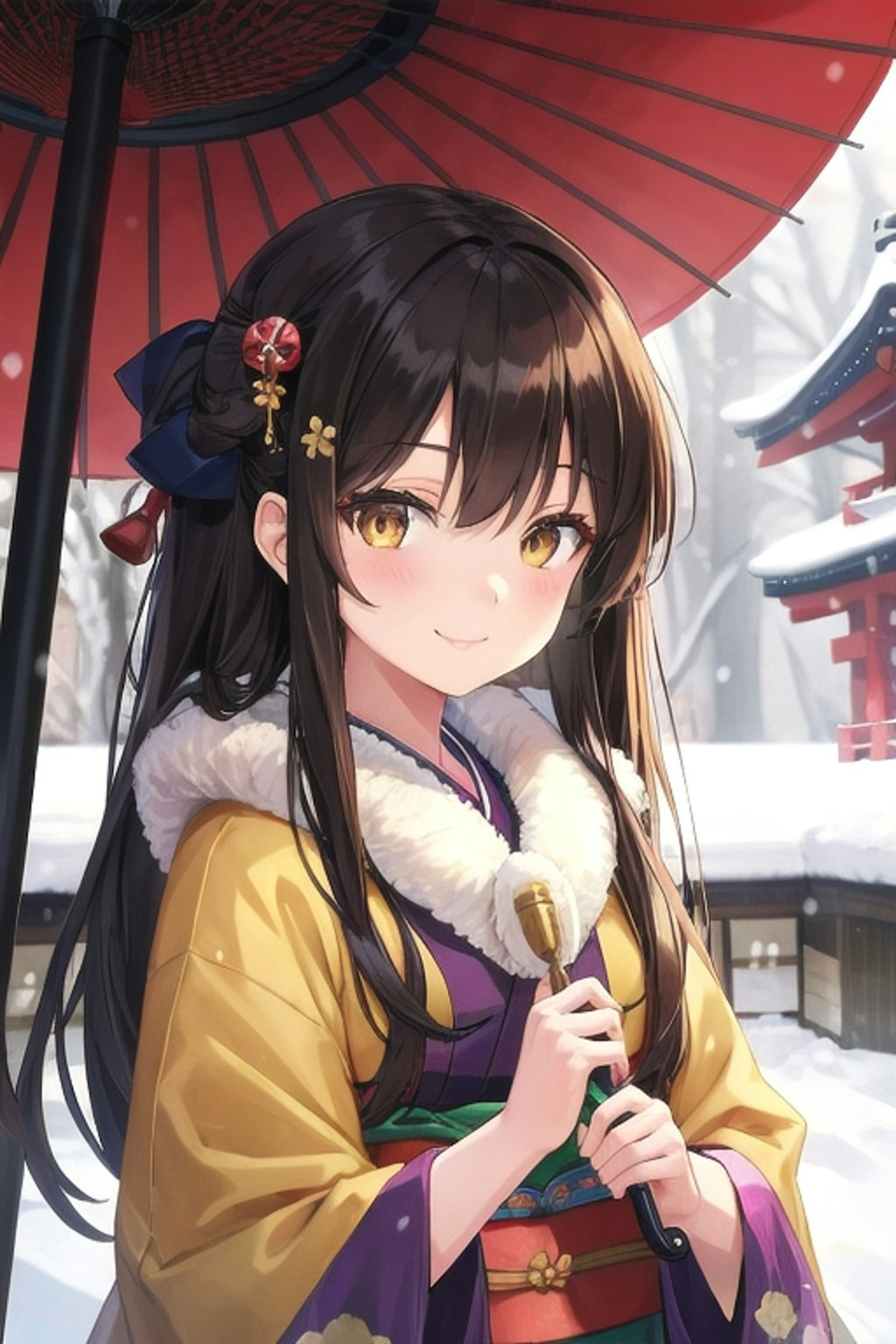 和傘を持つなごみちゃん👘🪭☂﻿