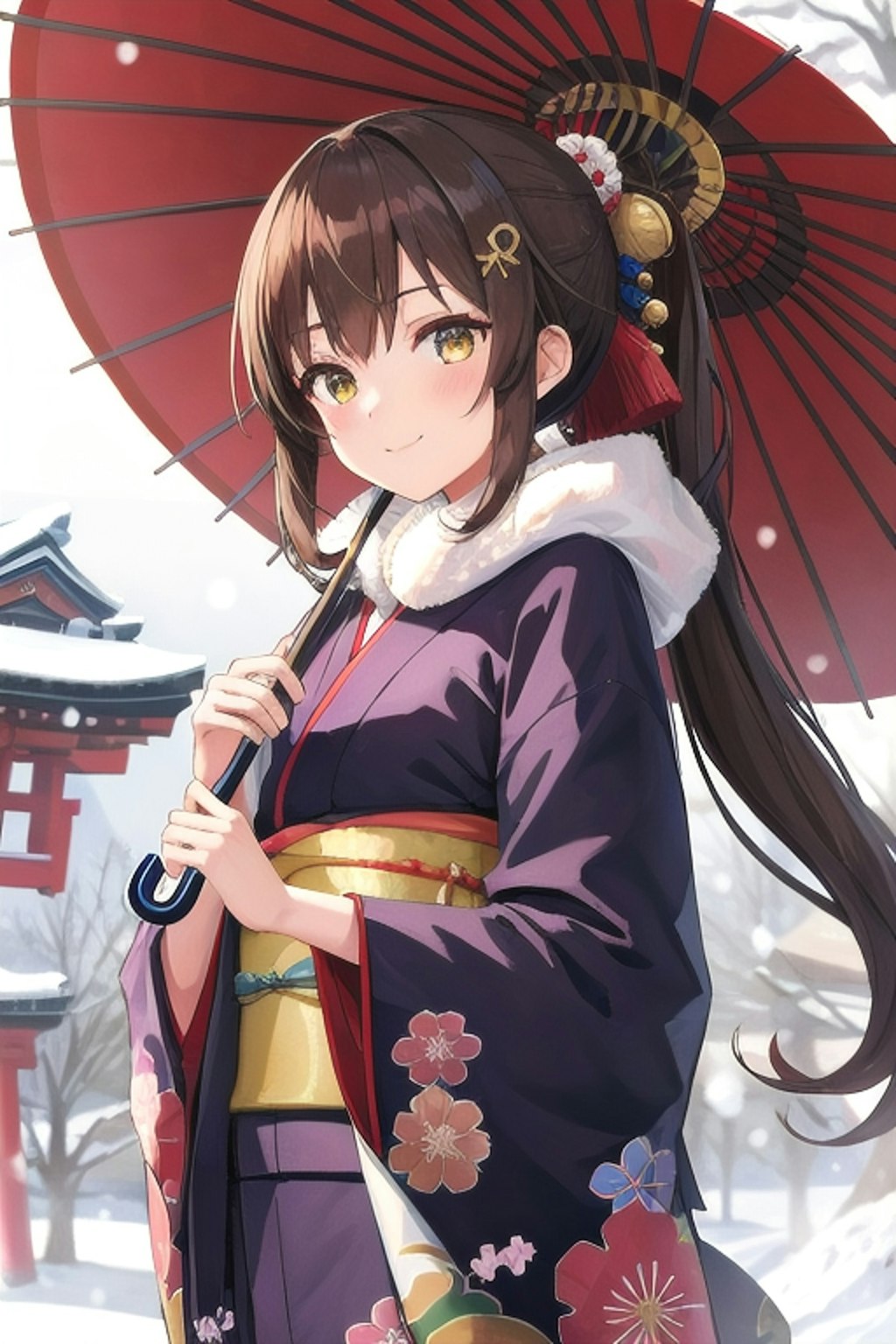 和傘を持つなごみちゃん👘🪭☂﻿