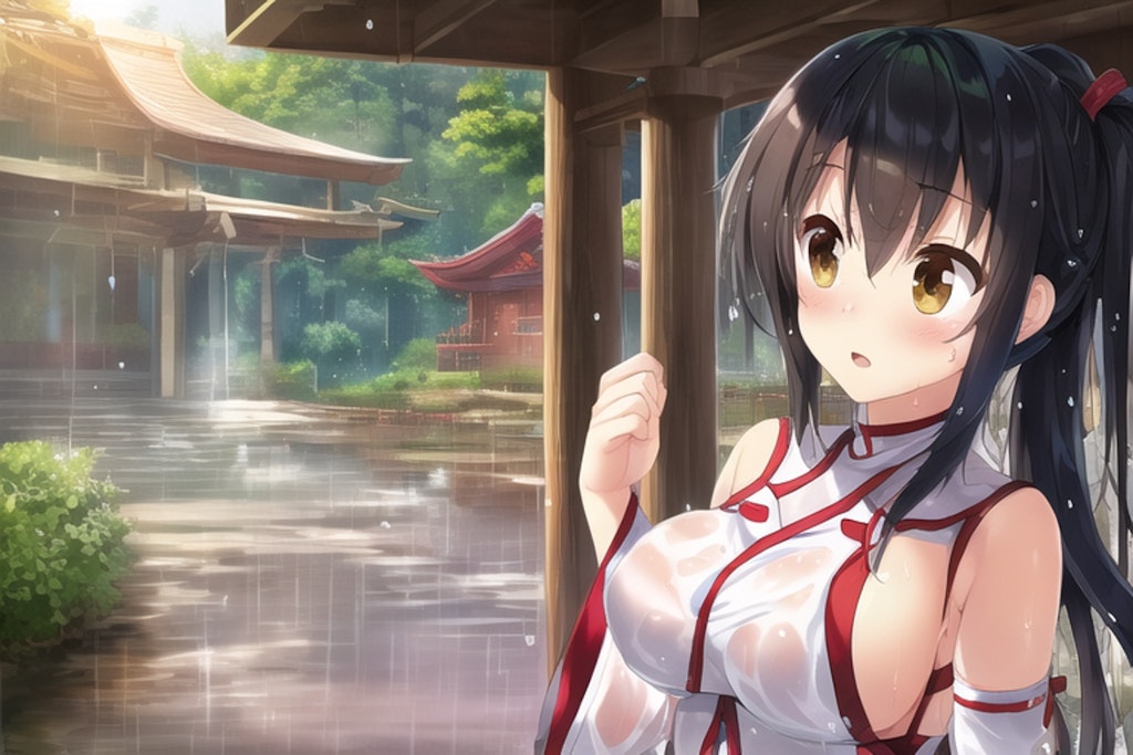 雨の神社