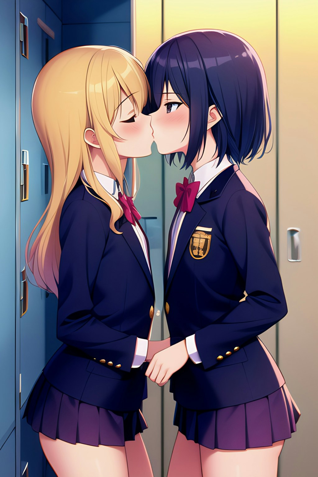 制服姿でいろんなところでキス