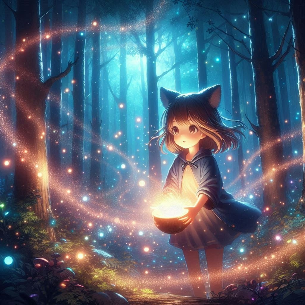 幻想的な夜の森
