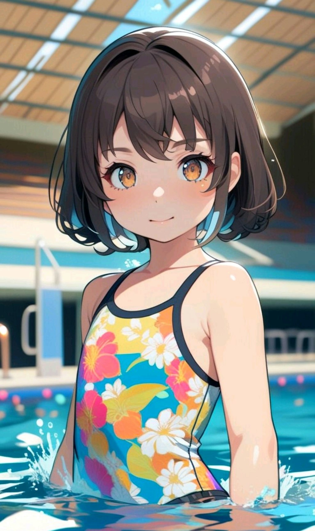 水泳の練習をしている女の子