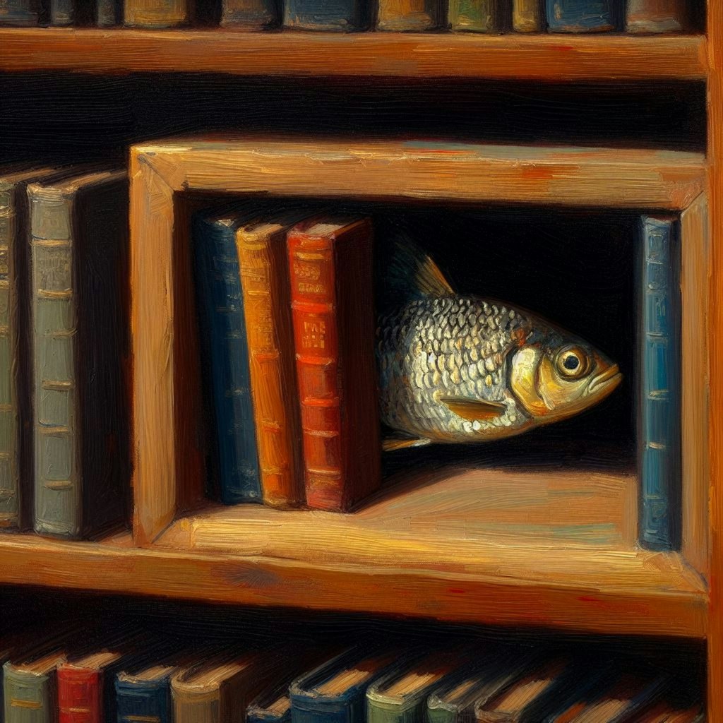 Fish in bookcase (3)