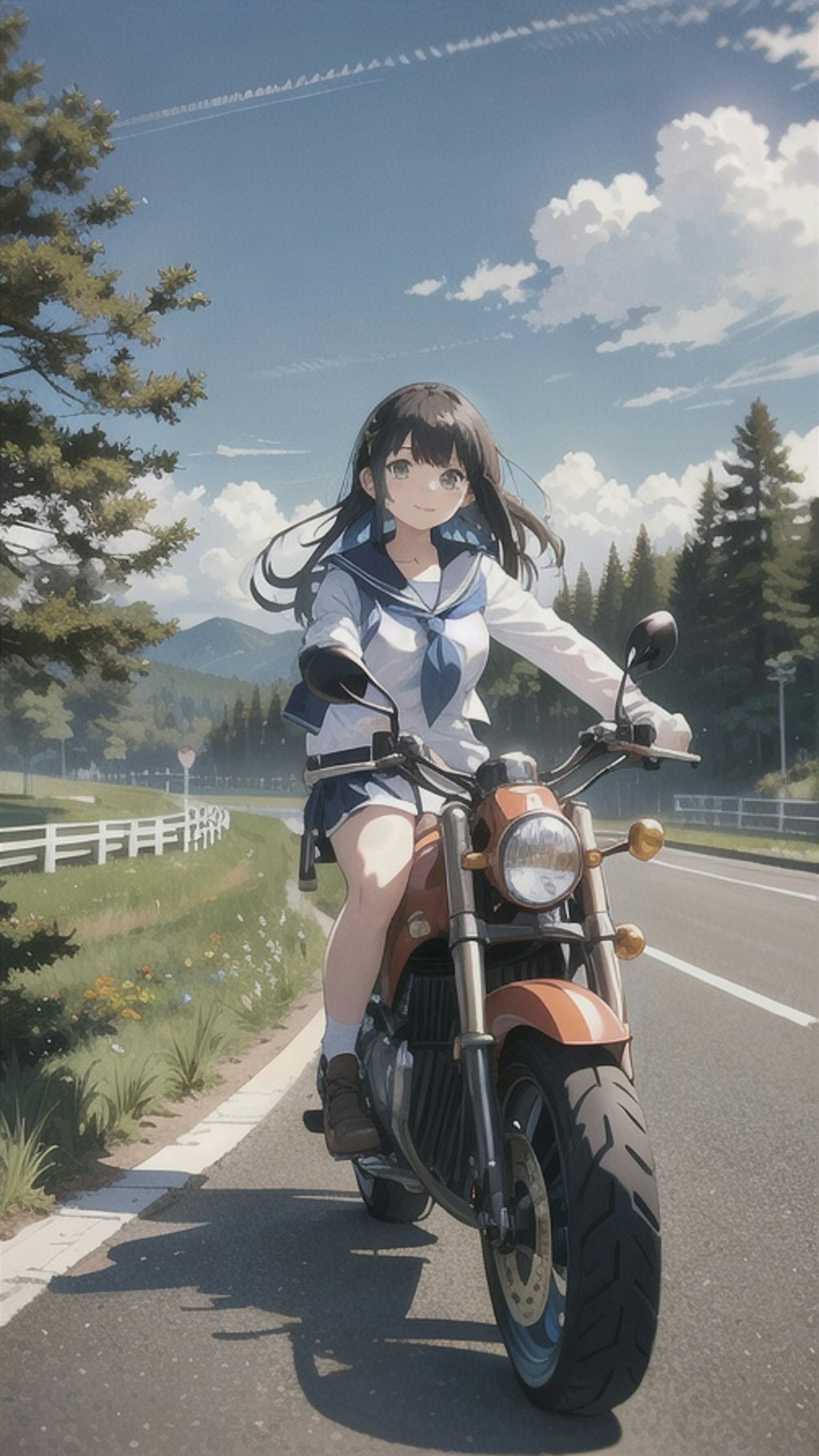 女子高生バイクの旅。