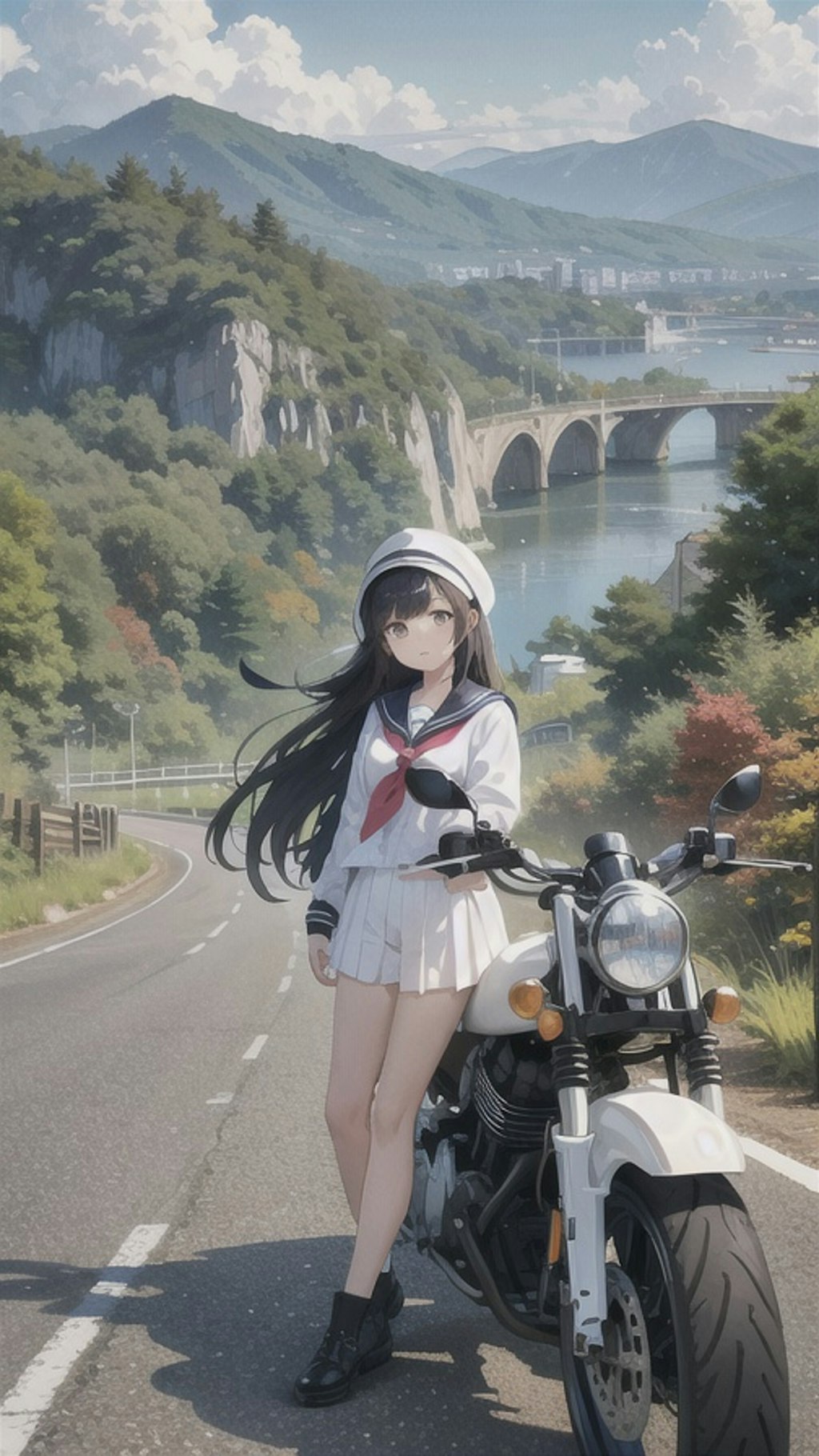 女子高生バイクの旅。