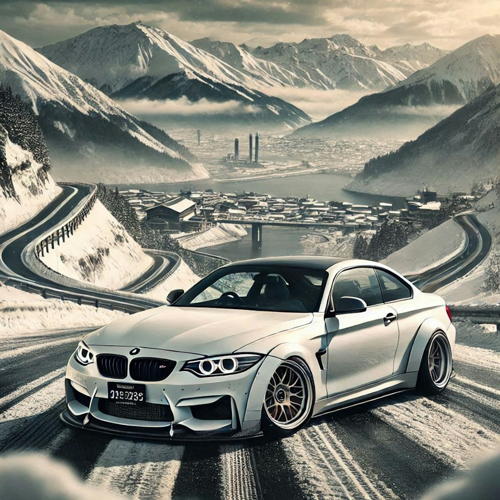 ホワイトカラーBMW135iクーペのドリ車