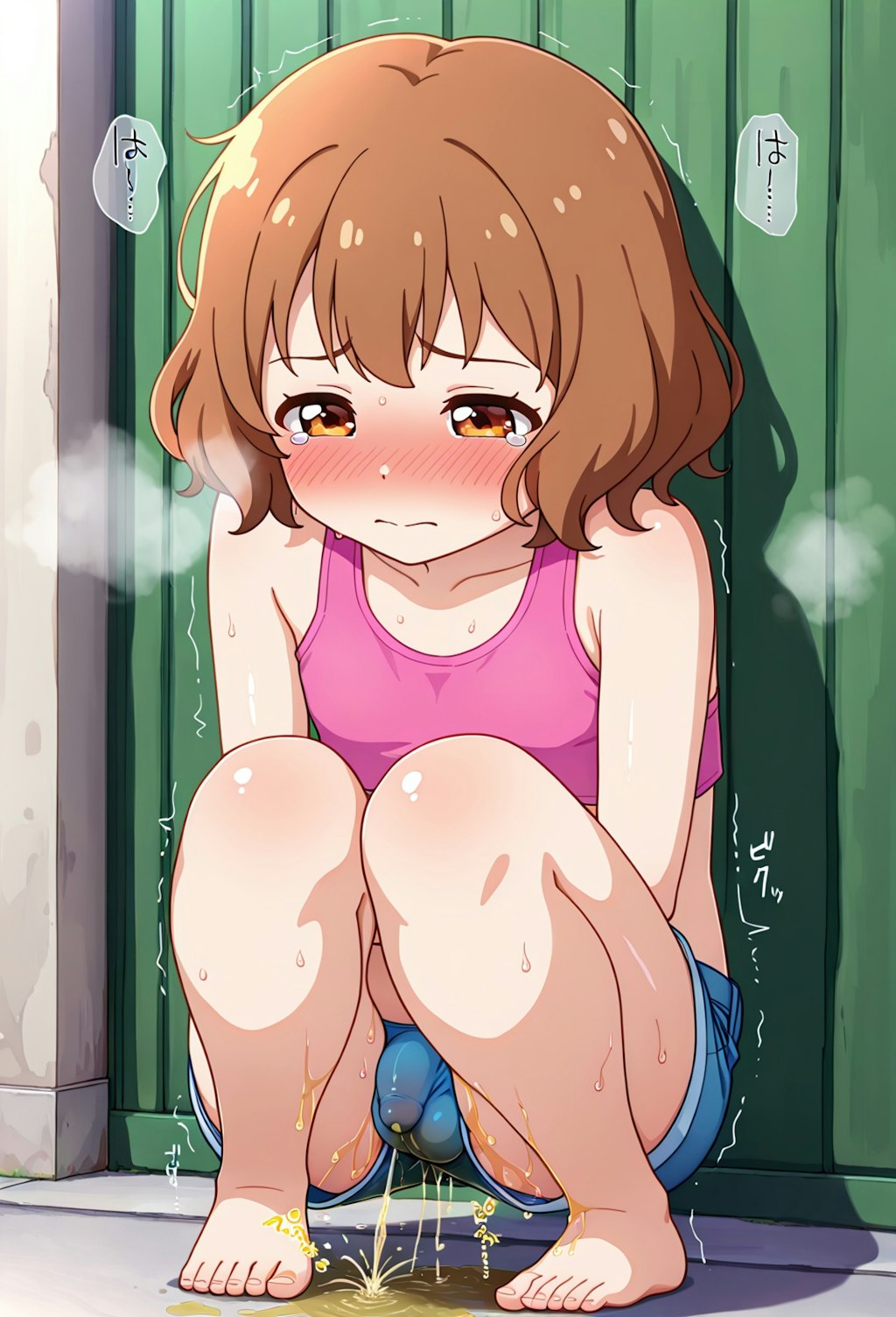ショートパンツふたなりおもらし