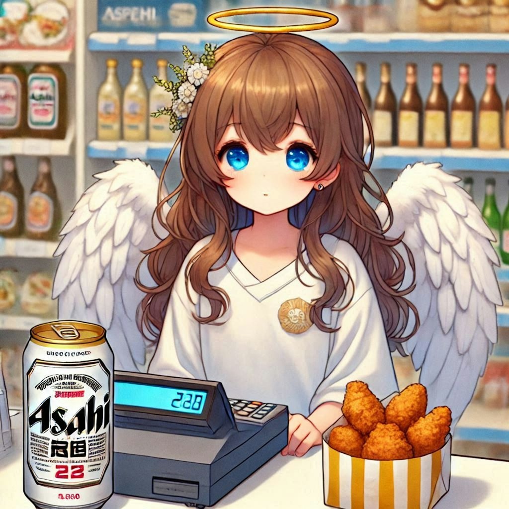 天界のコンビニ店員の天使の女の子