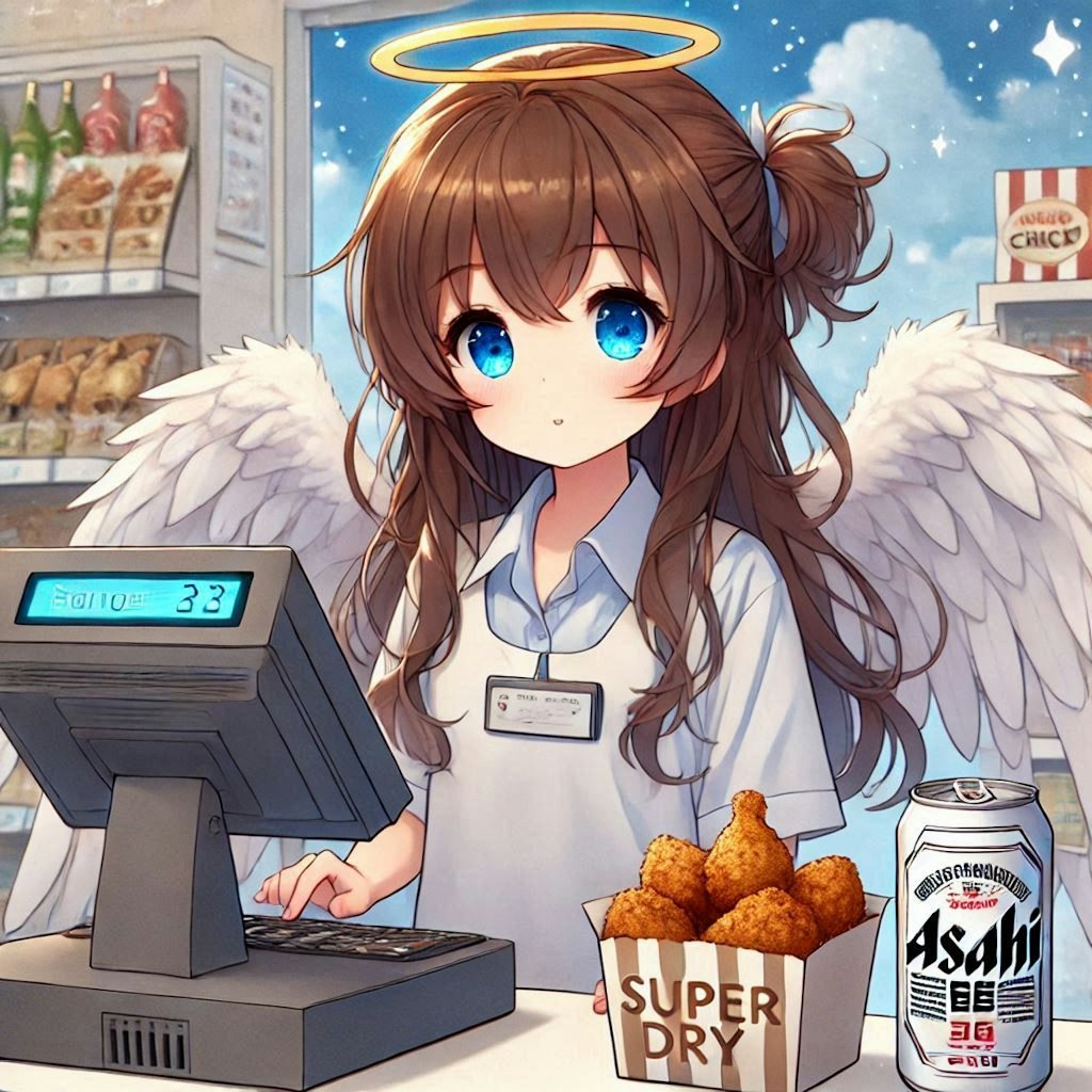 天界のコンビニ店員の天使の女の子