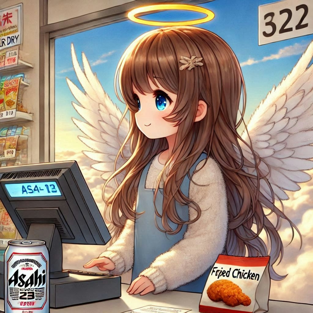 天界のコンビニ店員の天使の女の子