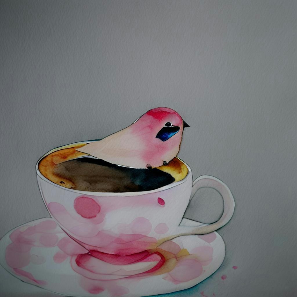 Bird in coffee or bubble tea