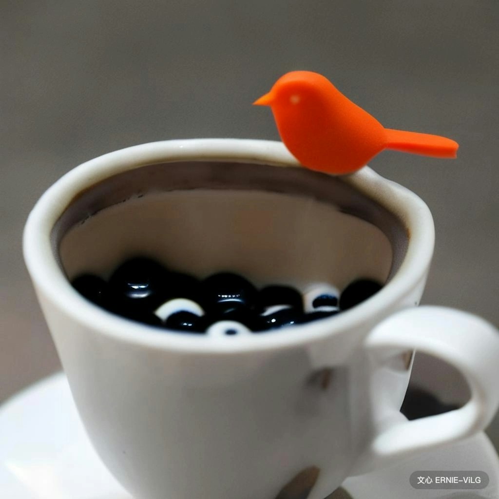 Bird in coffee or bubble tea