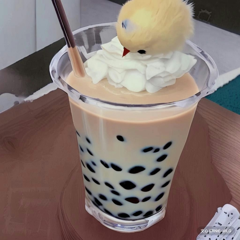 Bird in coffee or bubble tea