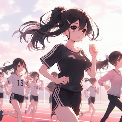 運動会で走る女の子