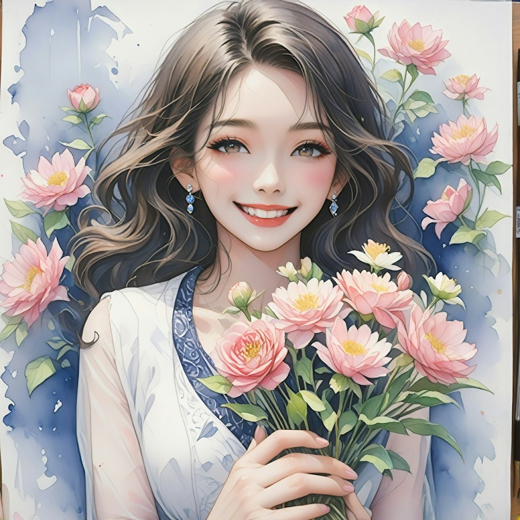 花と水彩画