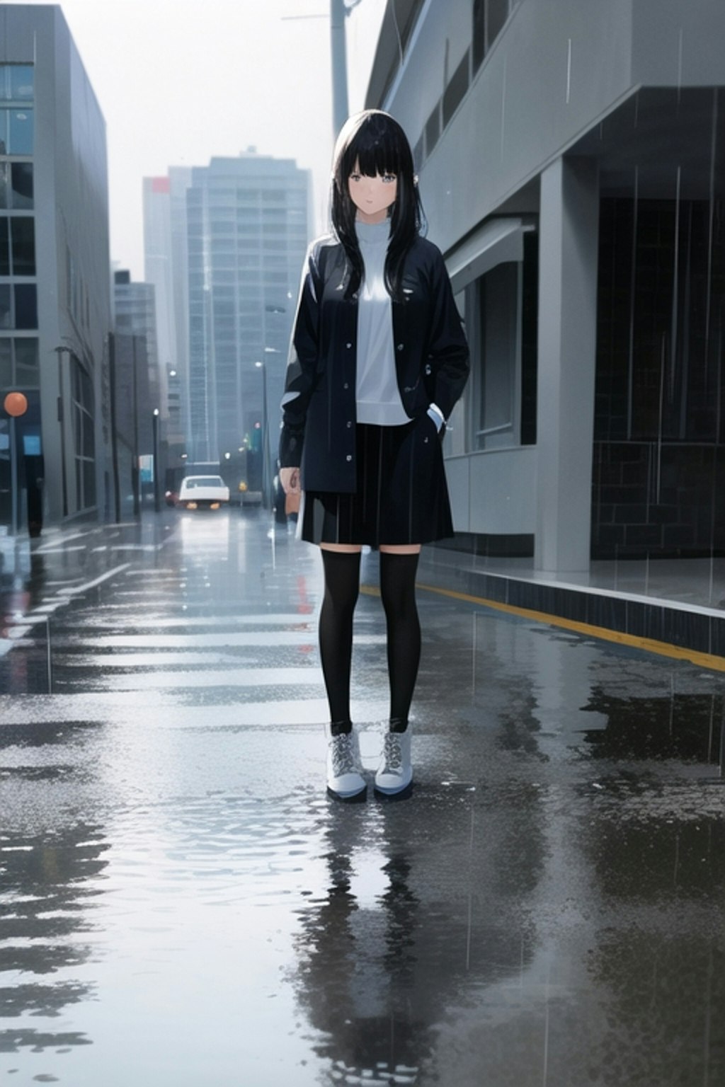 雨にうたれて