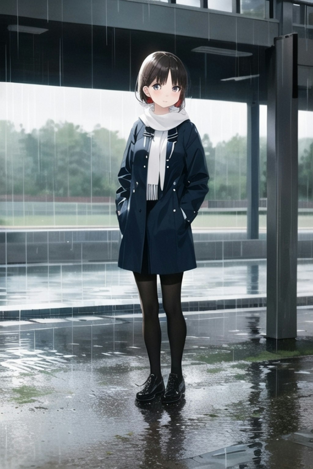 雨にうたれて