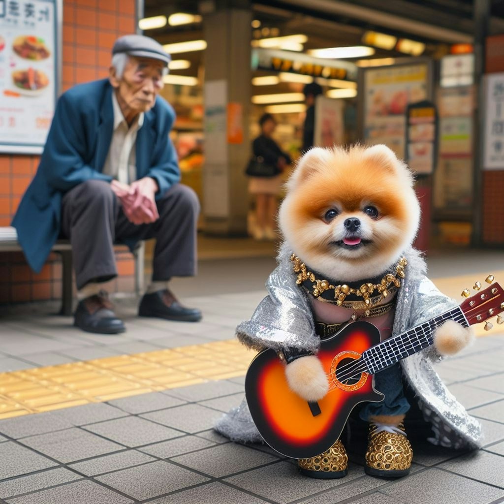 ポメちゃんの路上ライブ