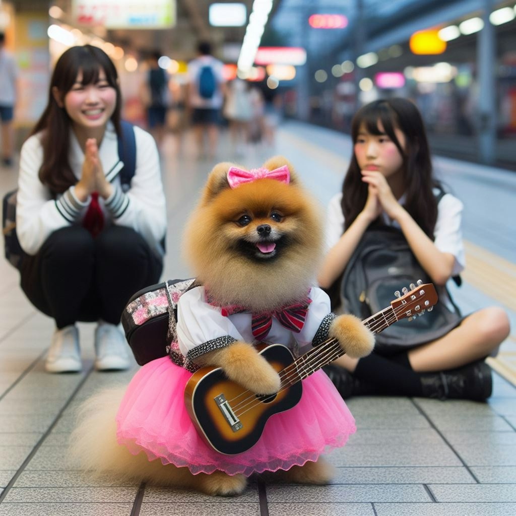 ポメちゃんの路上ライブ