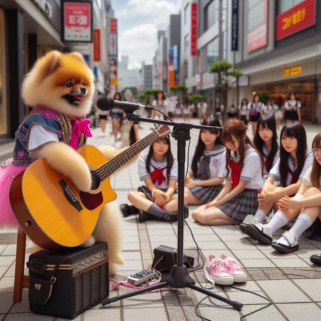 ポメちゃんの路上ライブ