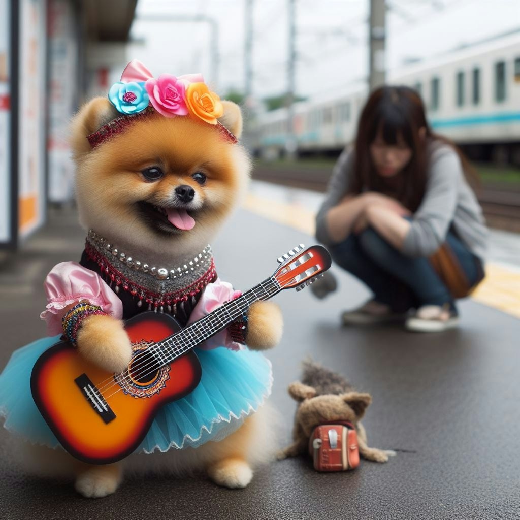 ポメちゃんの路上ライブ