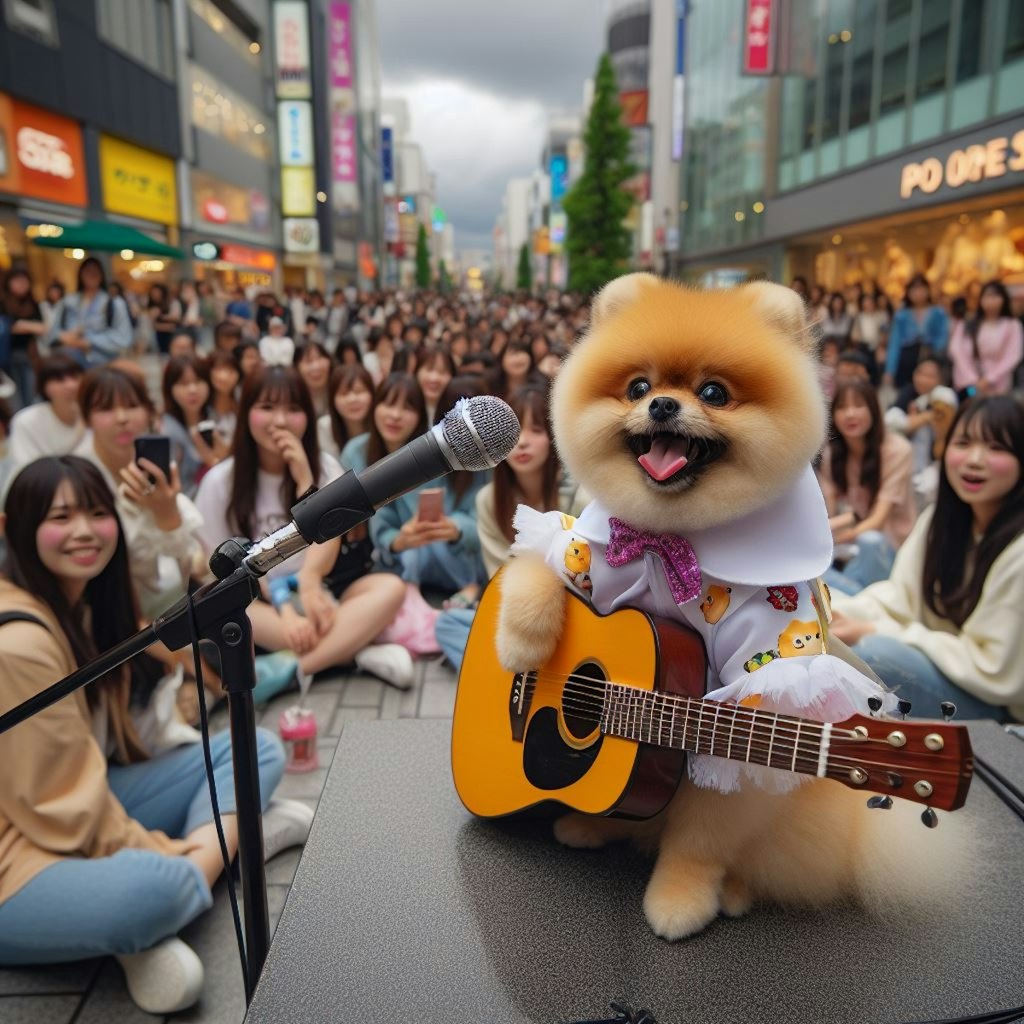 ポメちゃんの路上ライブ