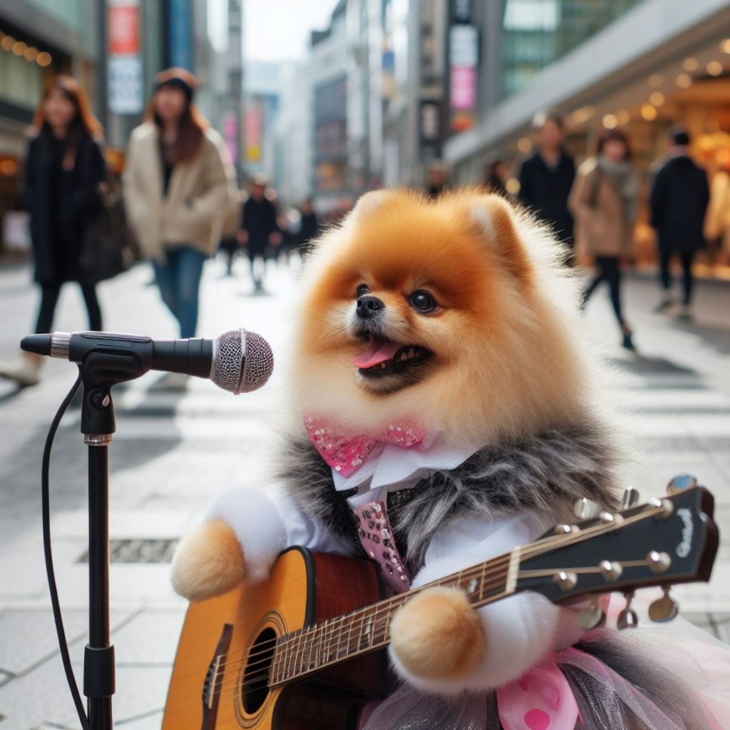 ポメちゃんの路上ライブ