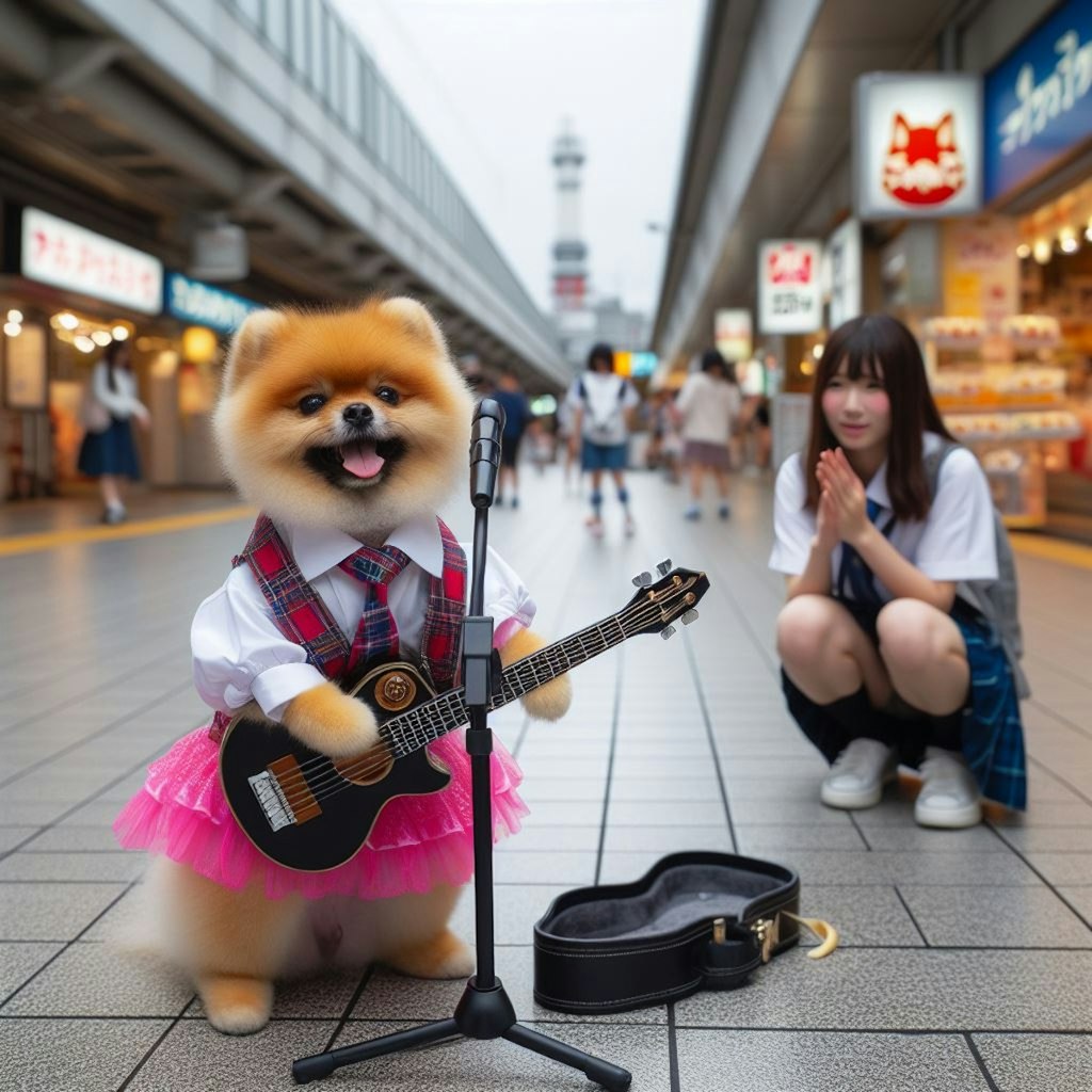 ポメちゃんの路上ライブ