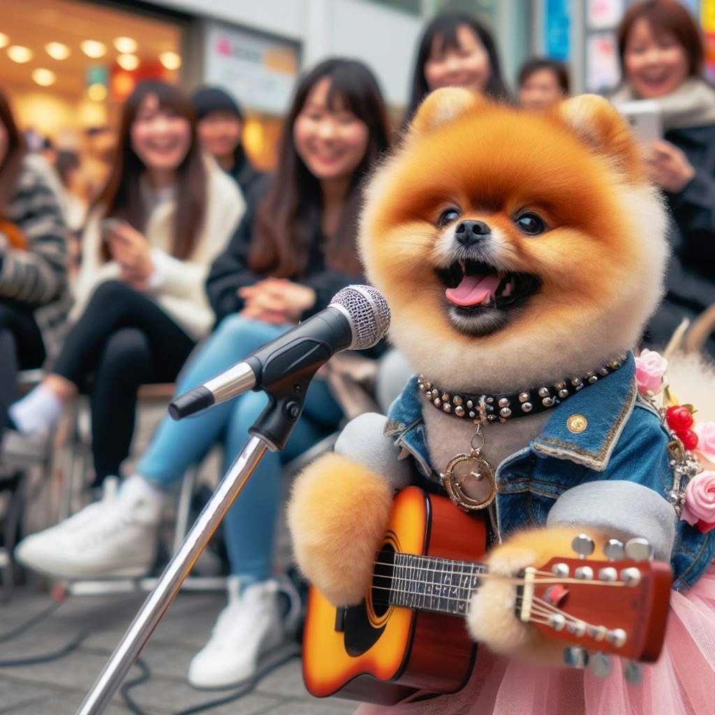 ポメちゃんの路上ライブ