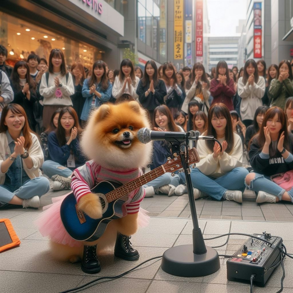 ポメちゃんの路上ライブ