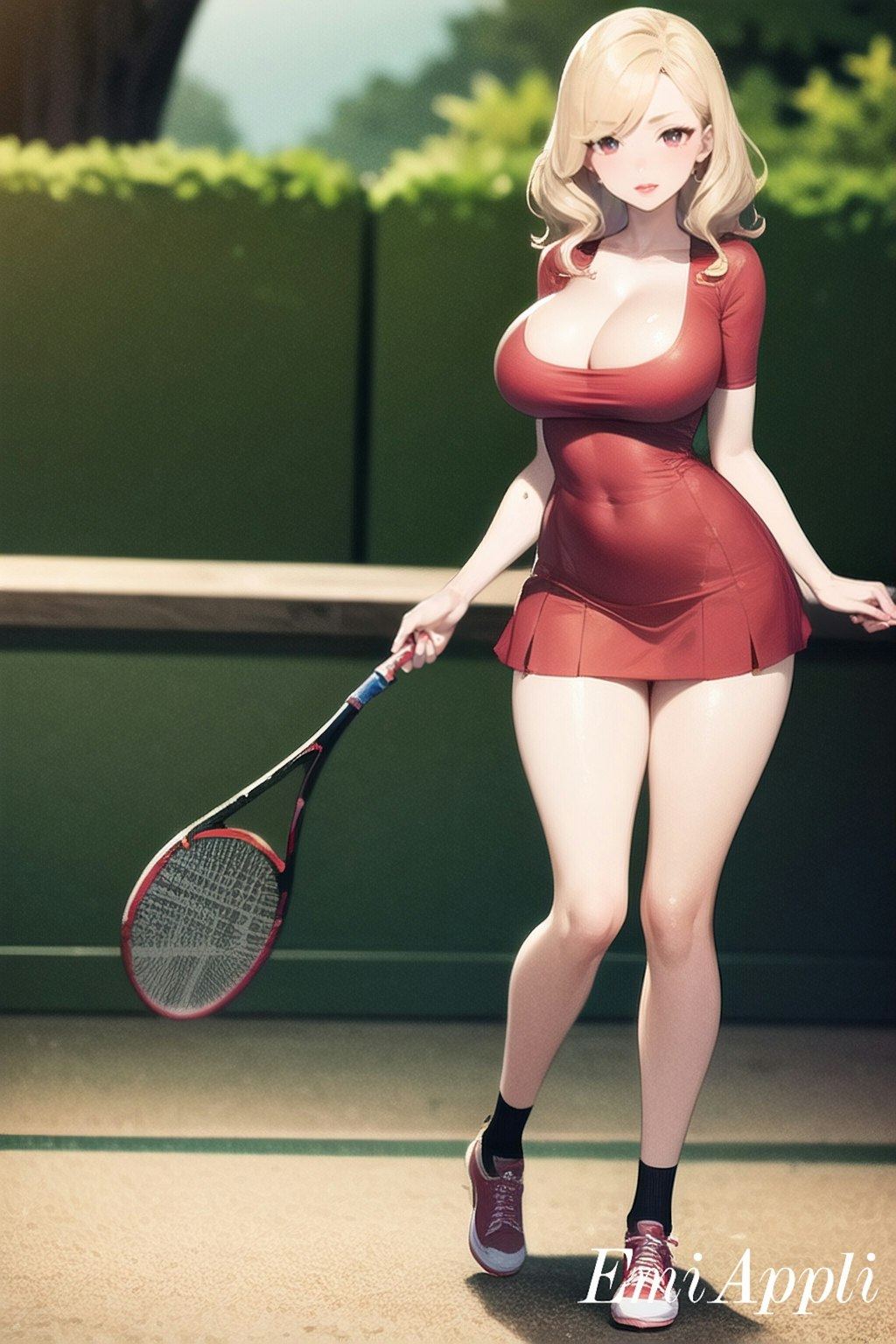 テニスウェアのかわいい女の子