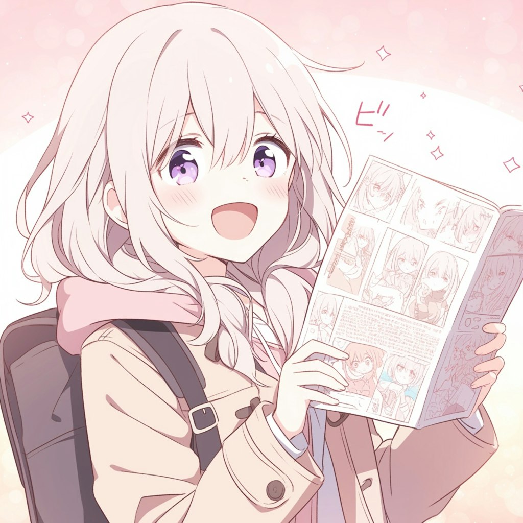 漫画を読む少女　Girl reading manga