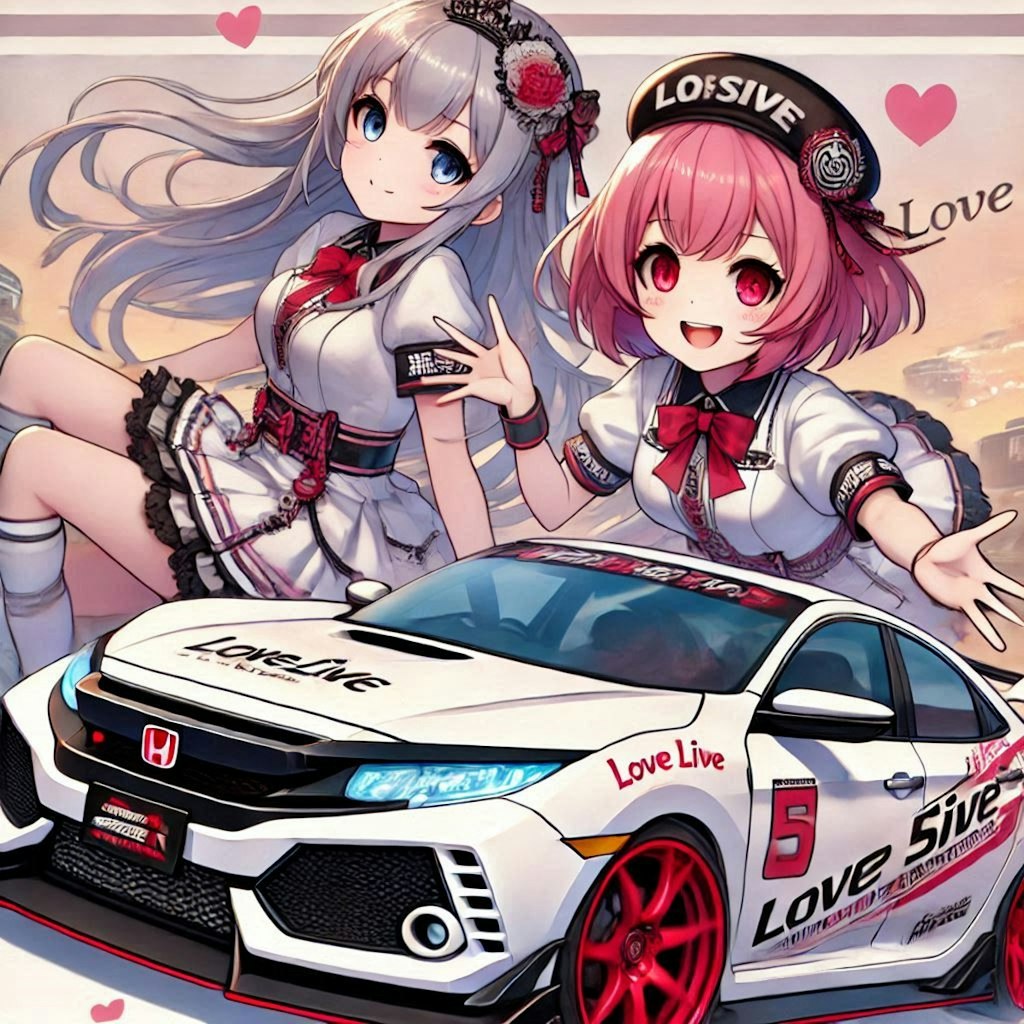 ラブライブキャラとホンダシビックタイプRのドリ車