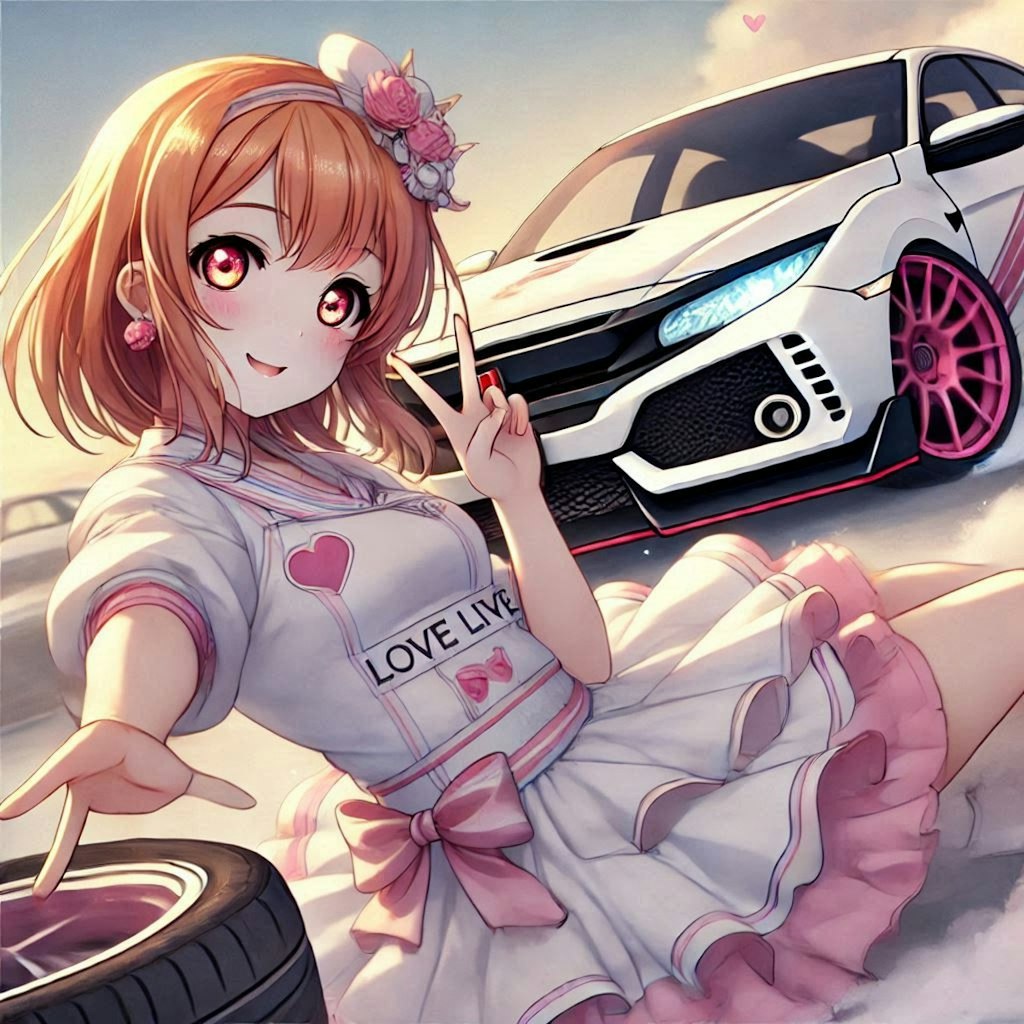 ラブライブキャラとホンダシビックタイプRのドリ車