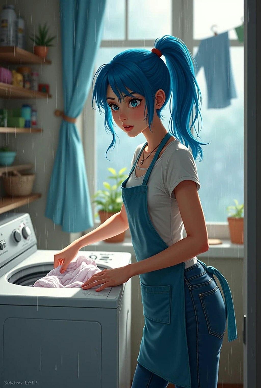 洗濯して