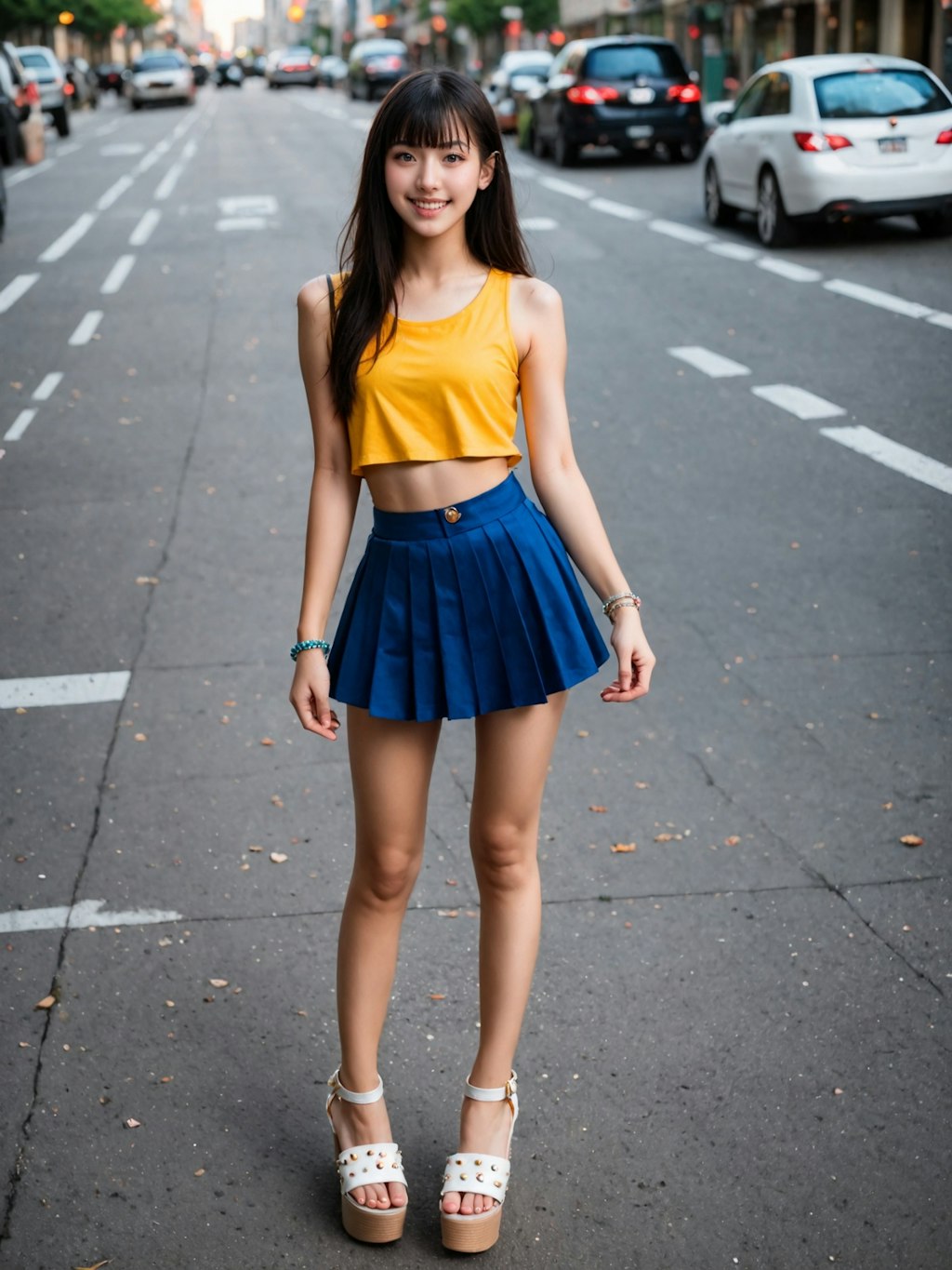 crop top , mini skirt