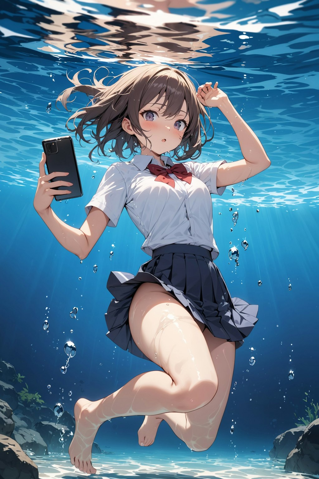 水中スマホの実験