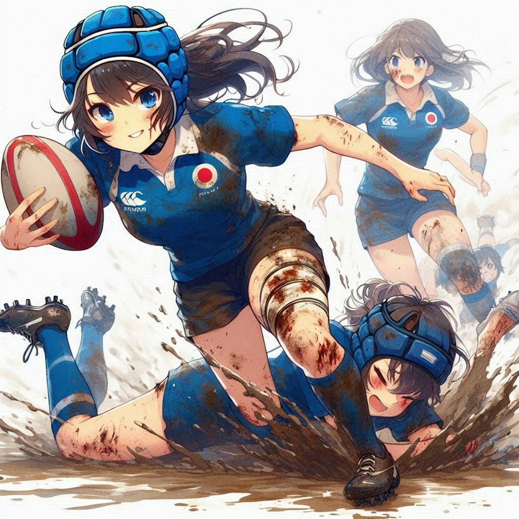 雨の中の練習2(🏉泥まみれの女子ラグビー 94)