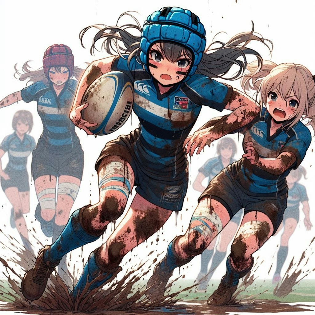 雨の中の練習2(🏉泥まみれの女子ラグビー 94)