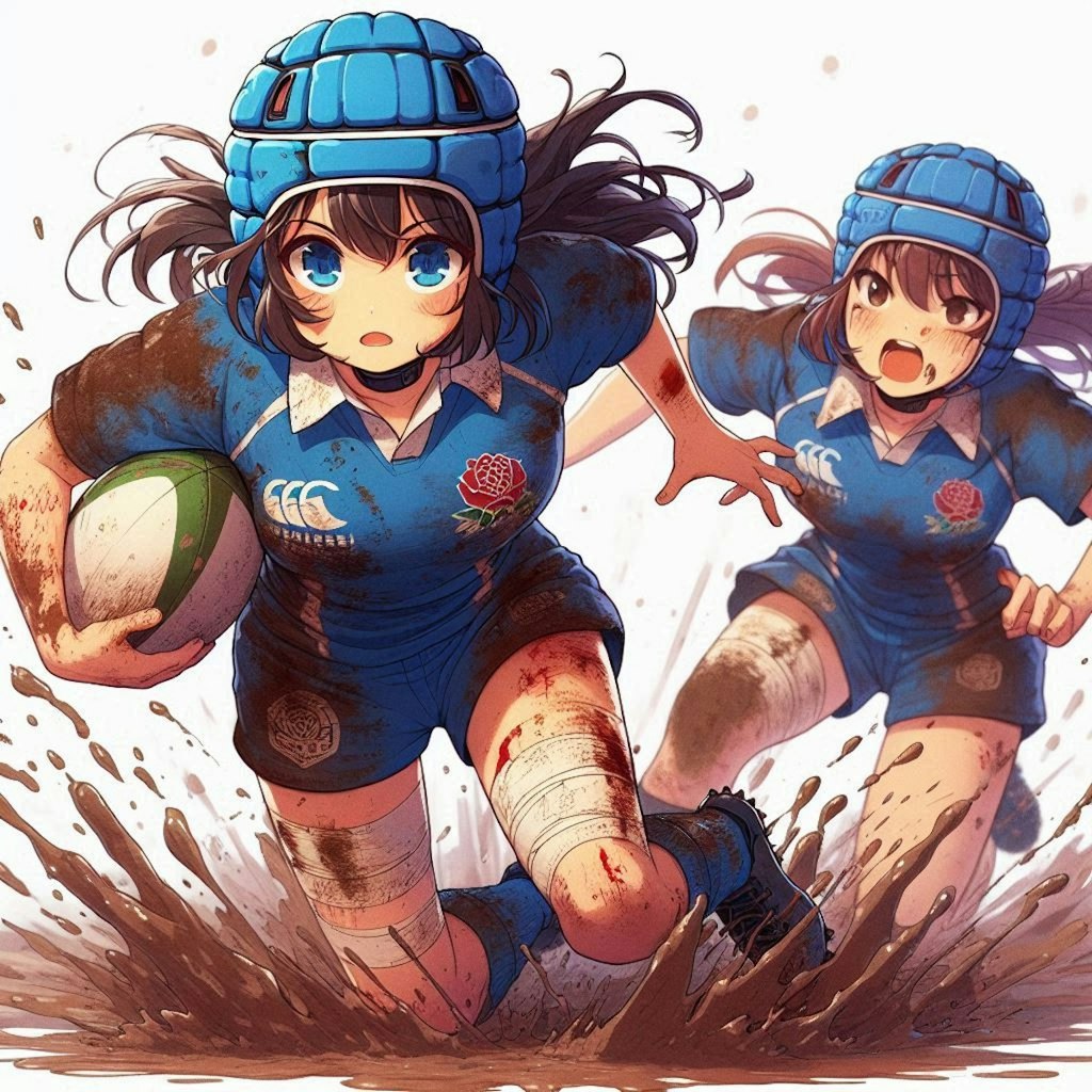 雨の中の練習2(🏉泥まみれの女子ラグビー 94)