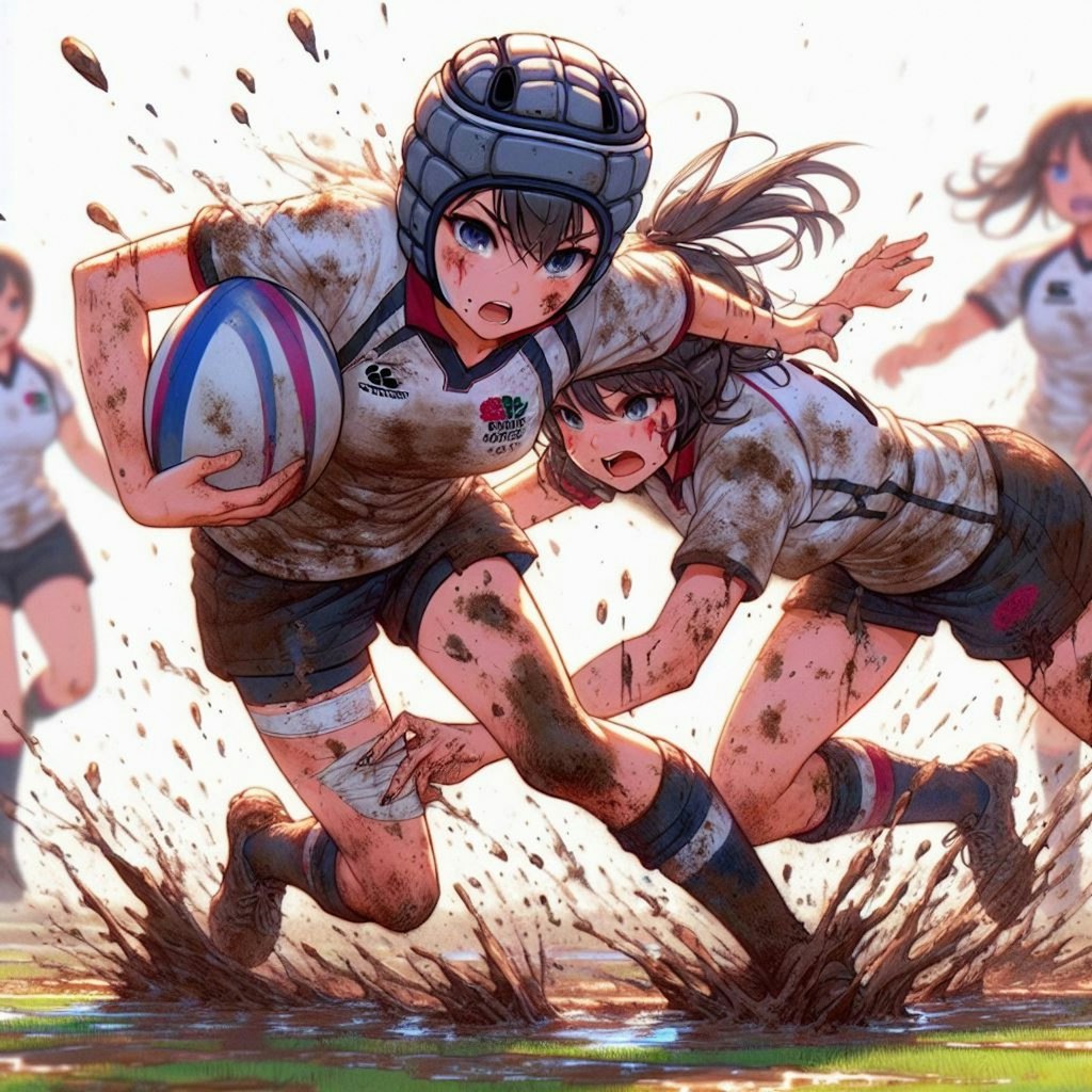 雨の中の練習2(🏉泥まみれの女子ラグビー 94)