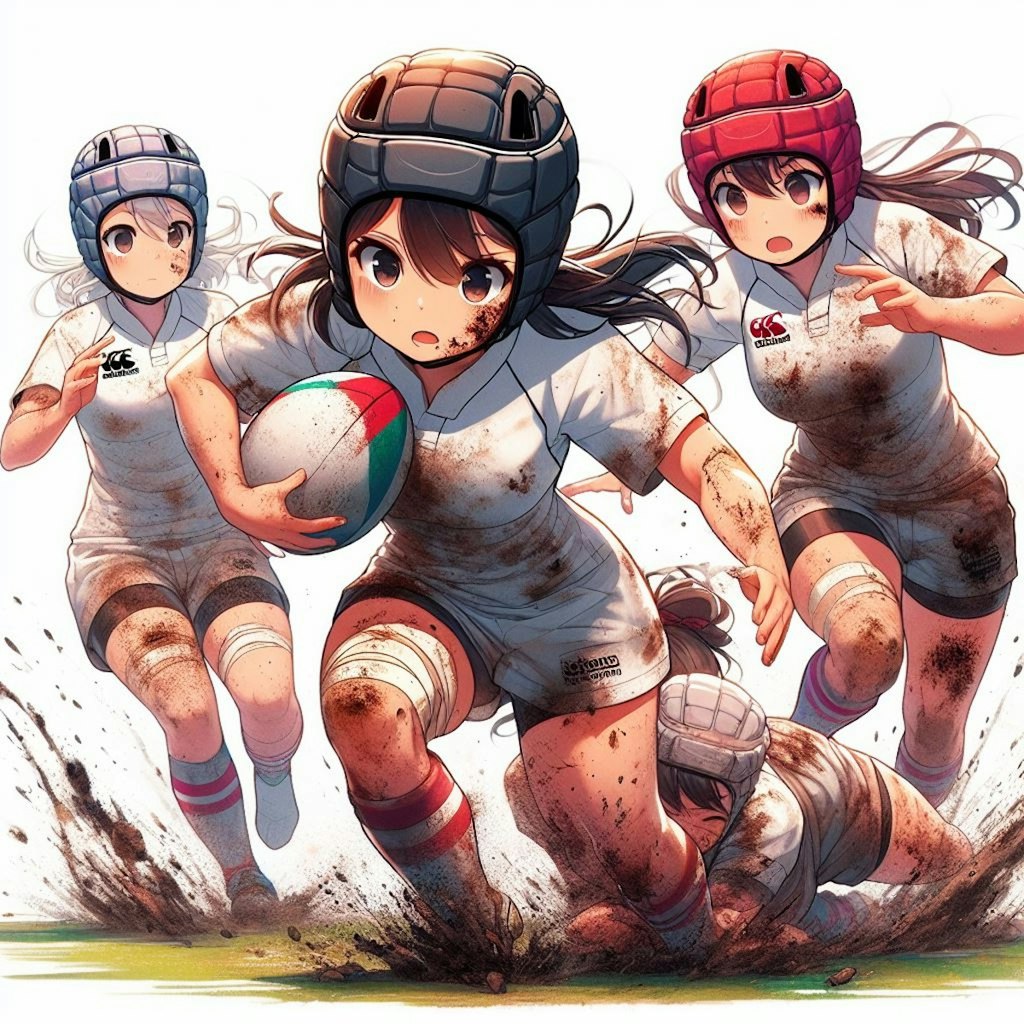 雨の中の練習2(🏉泥まみれの女子ラグビー 94)