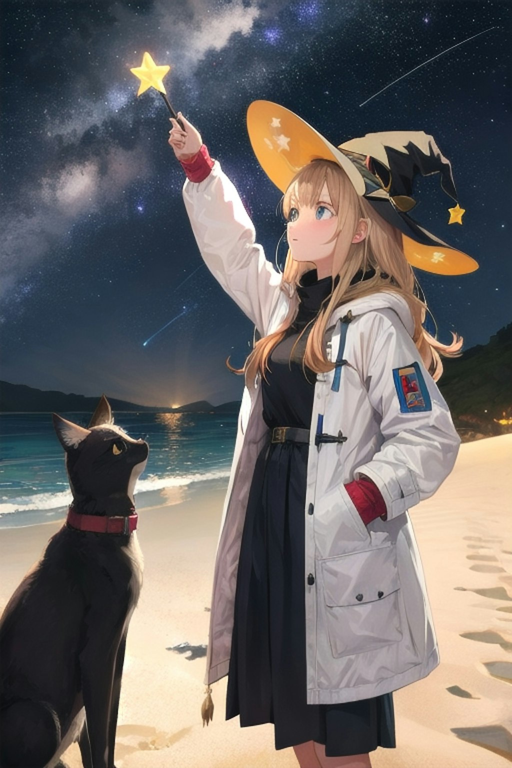 砂浜の魔女と星空