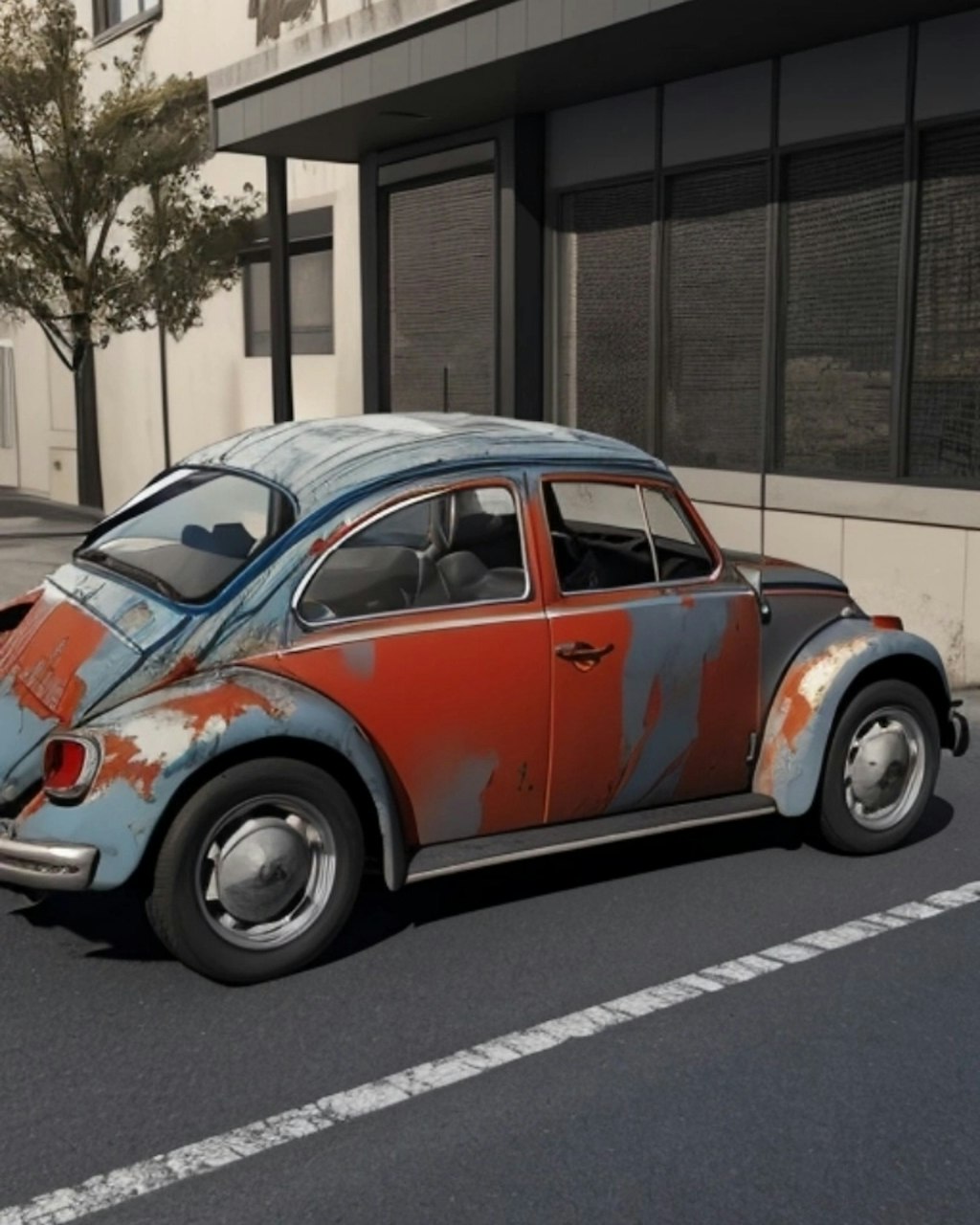 Rusty blue vw beetle