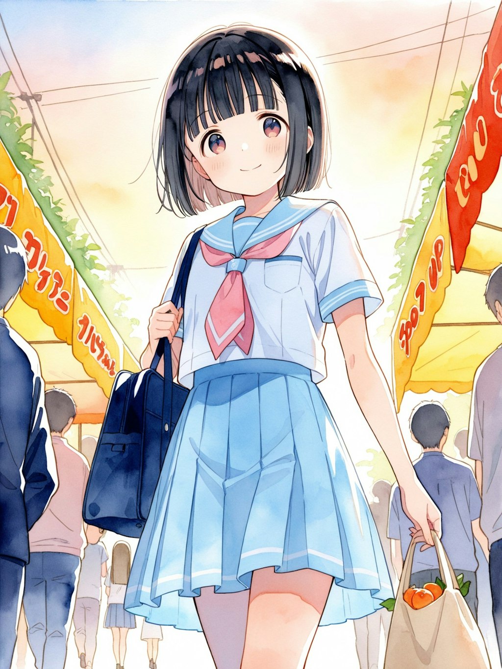 学校帰りに市場でお買い物