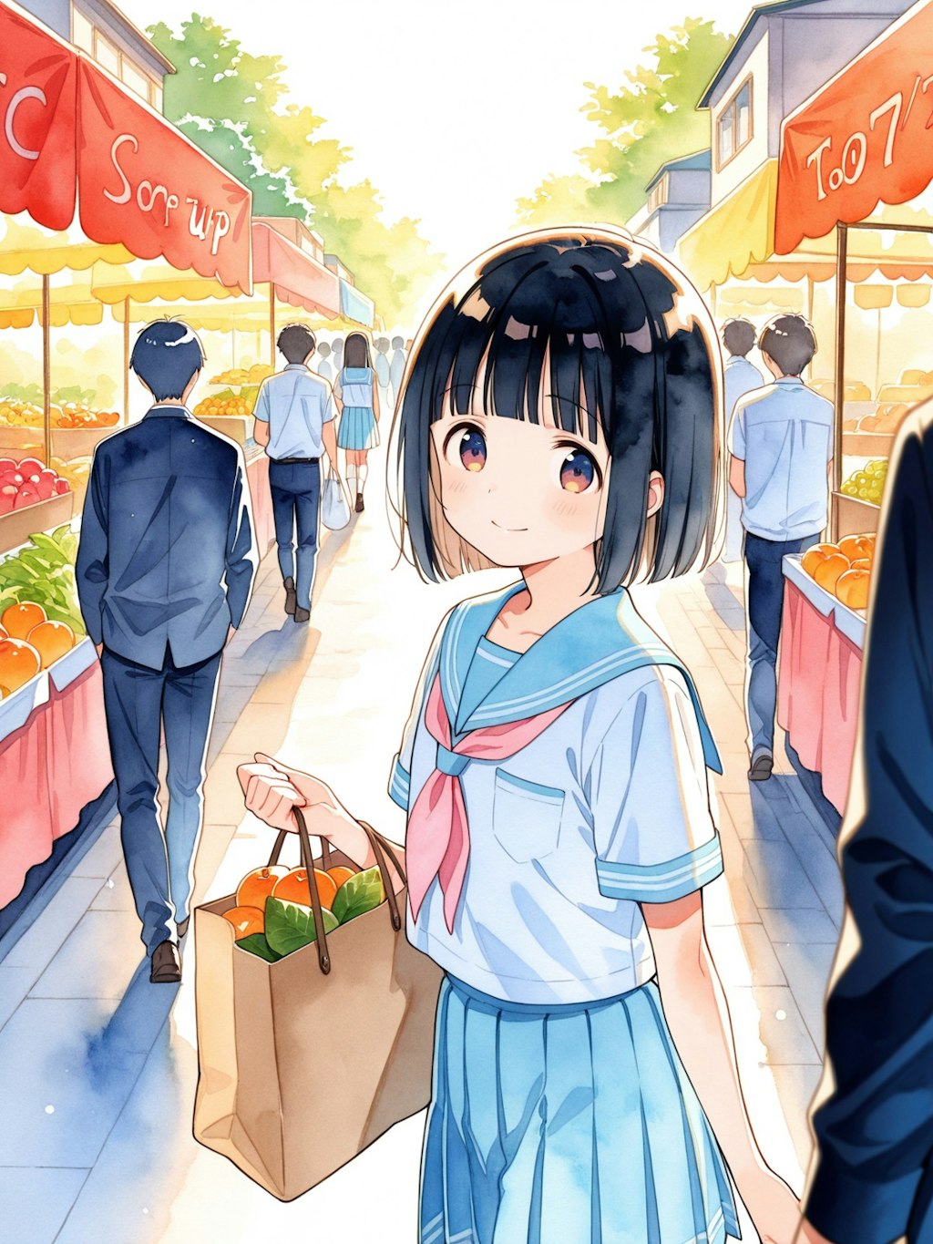 学校帰りに市場でお買い物