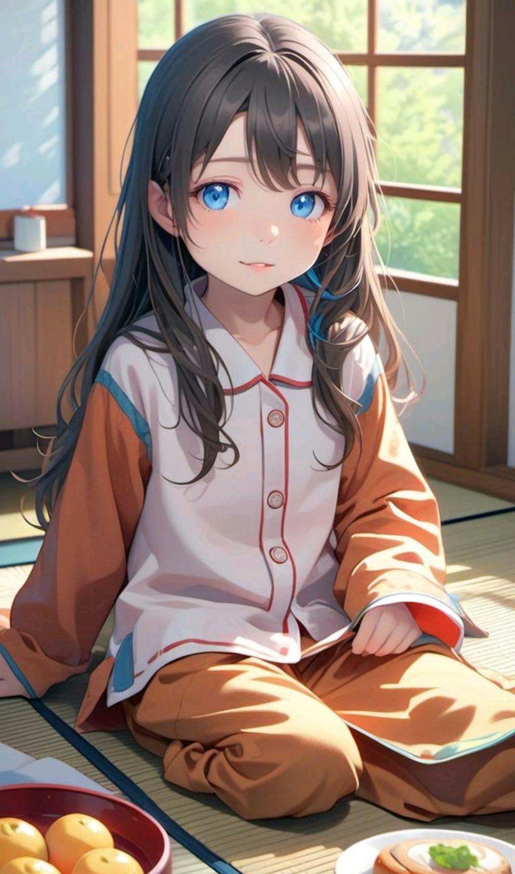 起きたばかりでまだ眠い小さな女の子