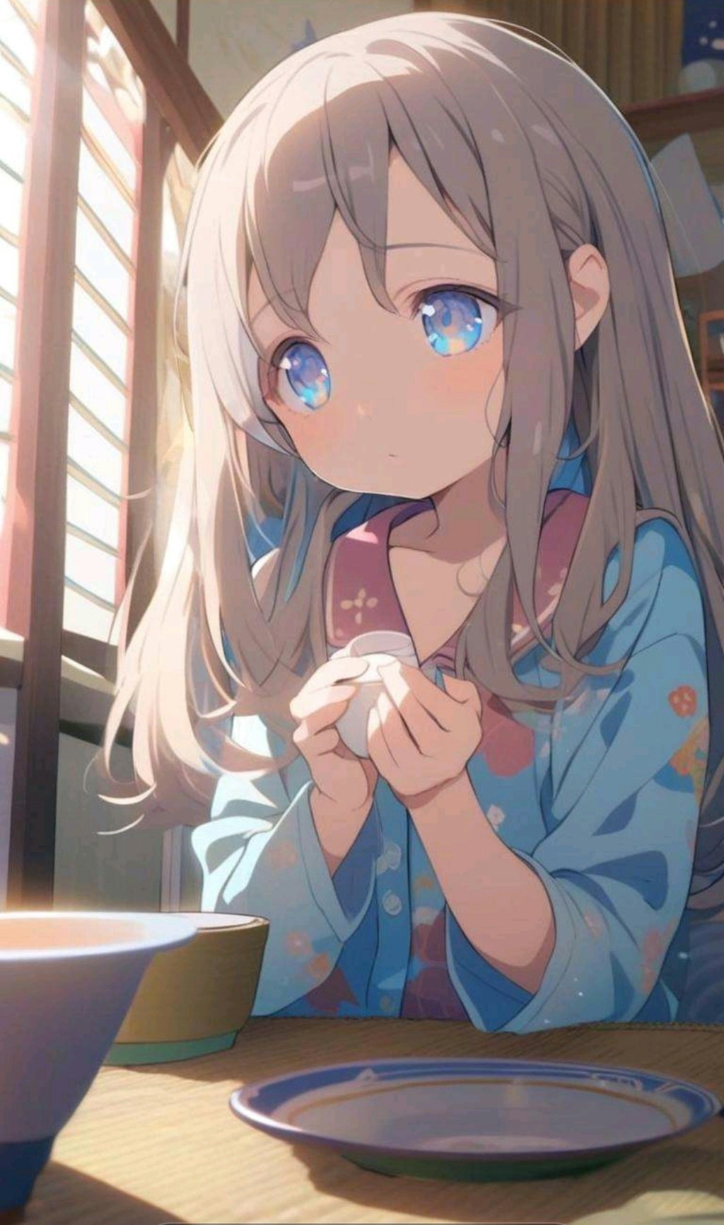 起きたばかりでまだ眠い小さな女の子